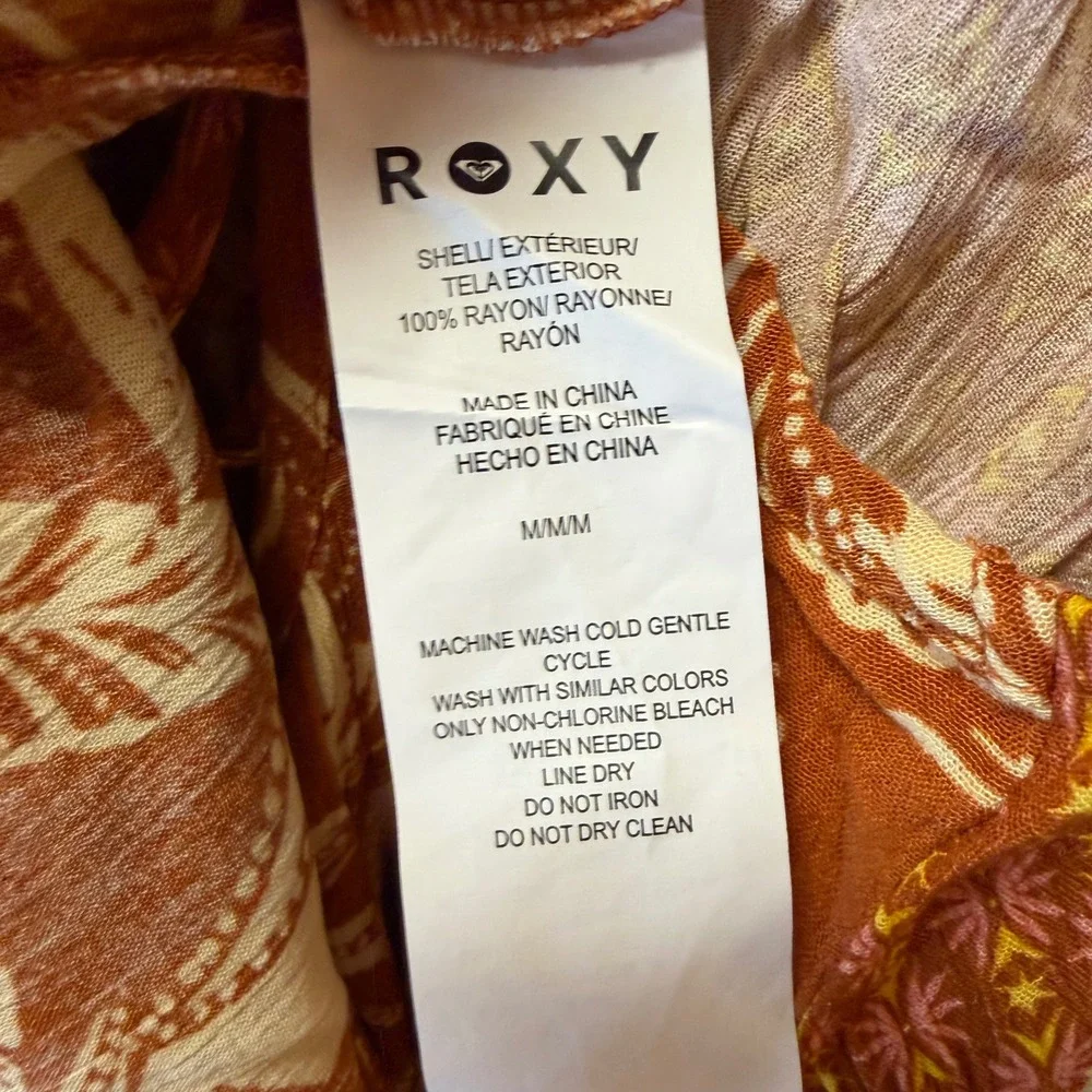 NWT Roxy Ray Of Sunshine Cover Up Beach Sundress Dress Rust Multi Medium